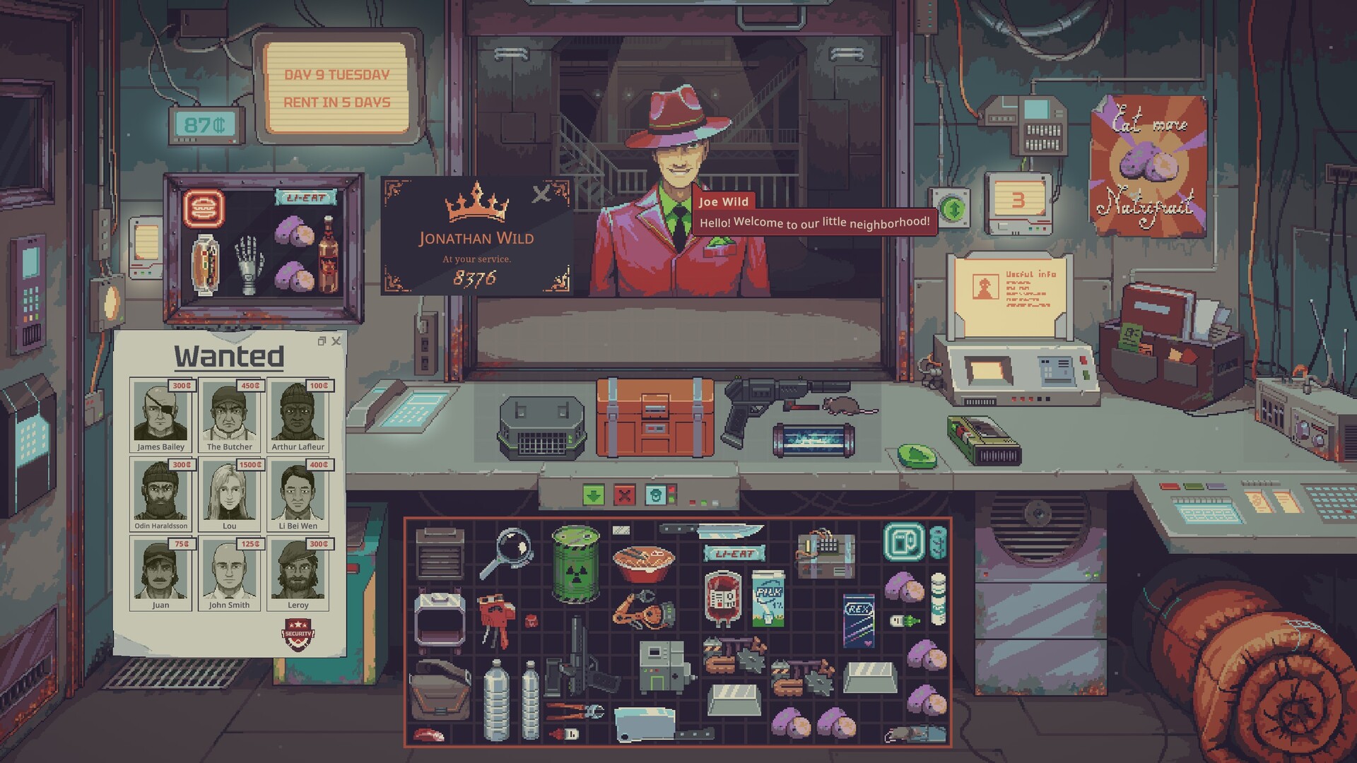 Probably Stolen - system requirements - pixel art scenario running at a wide 21:9 ratio